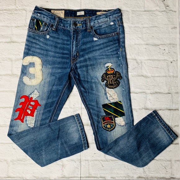 Girls Polo Jeans Distressed Patches 